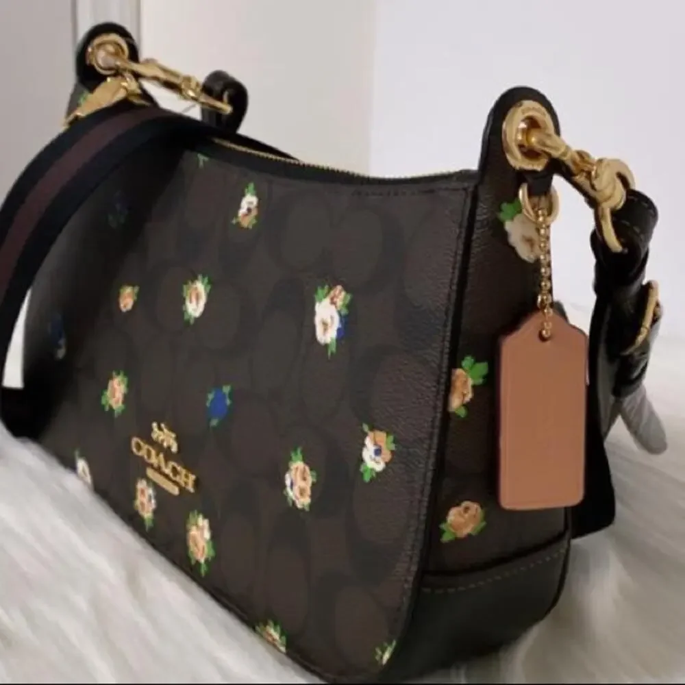 New Coach Jes Baguette In Signature Canvas With Vintage Mini Rose - Picture 7 of 11
